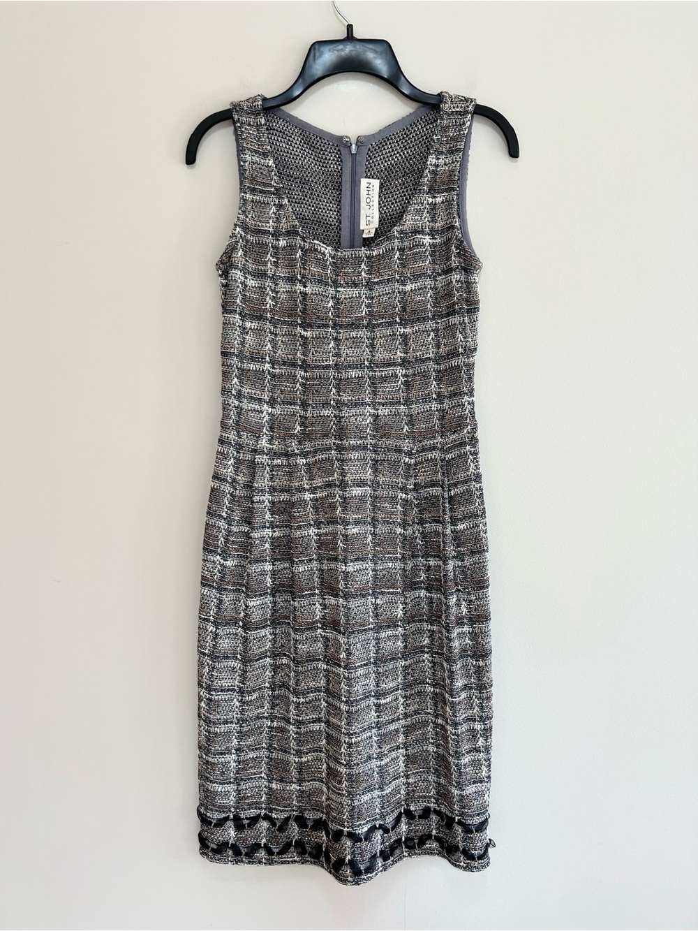 St. John Collection Sleeveless Metallic Tweed Scoop Neck Sheath Dress, 2